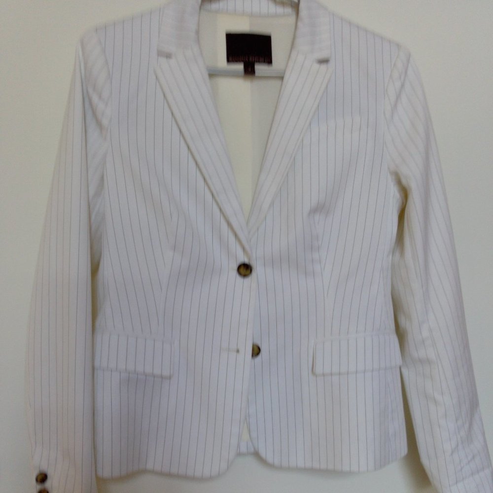 Banana Republic White Pinstripe Blazer